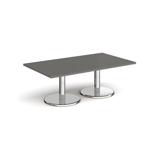 Pisa Rectangular Coffee Table Round Base 1400x800mm Onyx Grey Top PCR1400-OG