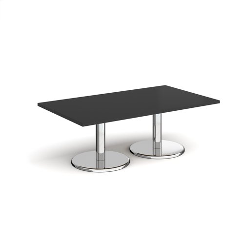 Pisa Rectangular Coffee Table Round Base 1400x800mm Black Top PCR1400-BK