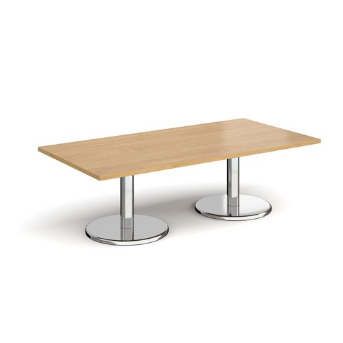 Pisa Rectangular Coffee Table Round Base 1600x800mm Oak Top PCR1600-O