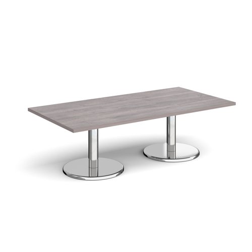 Pisa Rectangular Coffee Table Round Base 1600x800mm Grey Oak Top PCR1600-GO