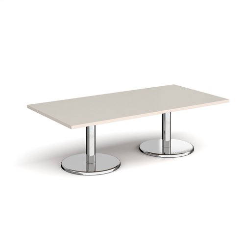 Pisa Rectangular Coffee Table Round Base 1600x800mm Light Grey Top PCR1600-LG