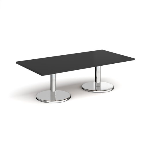 Pisa Rectangular Coffee Table Round Base 1600x800mm Black Top PCR1600-BK