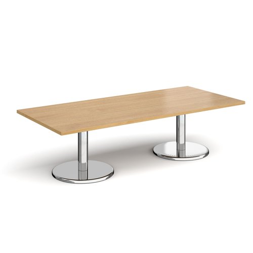 Pisa Rectangular Coffee Table Round Base 1800x800mm Oak Top PCR1800-O
