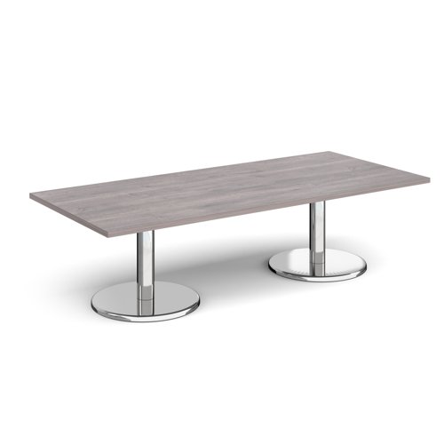 Pisa Rectangular Coffee Table Round Base 1800x800mm Grey Oak Top PCR1800-GO