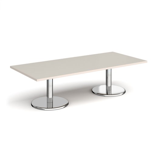 Pisa Rectangular Coffee Table Round Base 1800x800mm Light Grey Top PCR1800-LG