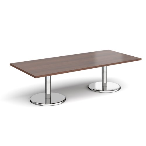 Pisa Rectangular Coffee Table Round Base 1800x800mm Walnut Top PCR1800-W