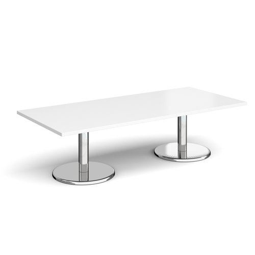 Pisa Rectangular Coffee Table Round Base 1800x800mm White Top PCR1800-WH