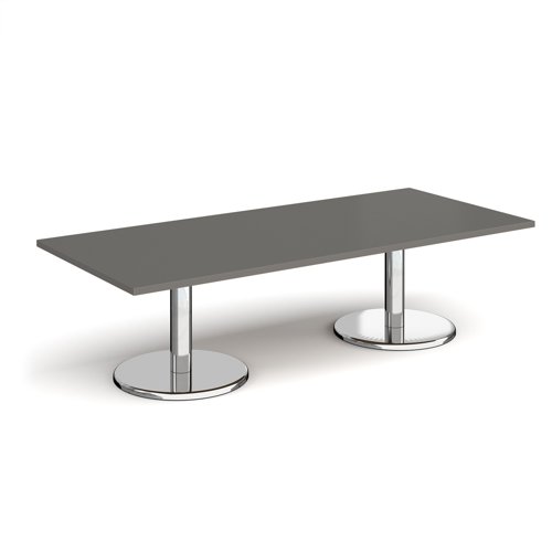 Pisa Rectangular Coffee Table Round Base 1800x800mm Onyx Grey Top PCR1800-OG