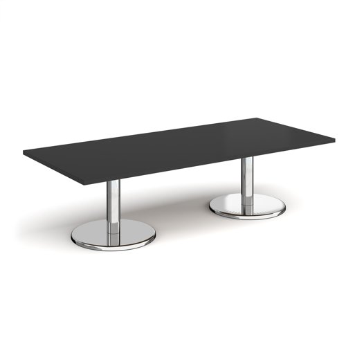 Pisa Rectangular Coffee Table Round Base 1800x800mm Black Top PCR1800-BK