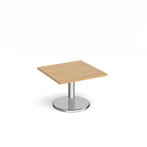 Pisa Square Coffee Table Round Base 800mm Oak Top PCS800-O