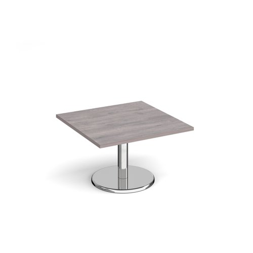 Pisa Square Coffee Table Round Base 800mm Grey Oak Top PCS800-GO