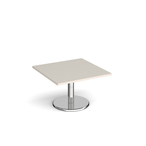 Pisa Square Coffee Table Round Base 800mm Light Grey Top PCS800-LG