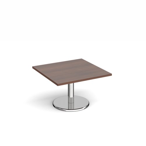 Pisa Square Coffee Table Round Base 800mm Walnut Top PCS800-W
