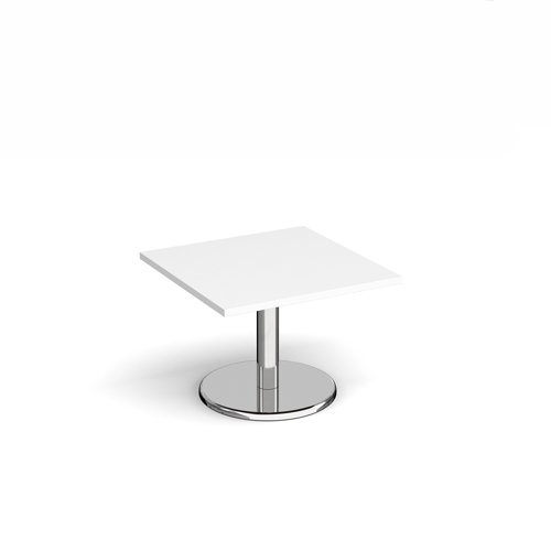 Pisa Square Coffee Table Round Base 800mm White Top PCS800-WH