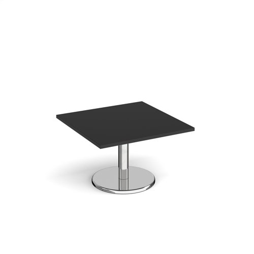 Pisa Square Coffee Table Round Base 800mm Black Top PCS800-BK