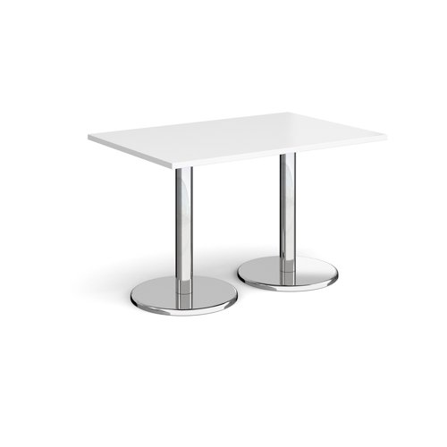 Pisa Rectangular Dining Table Round Base 1200x800mm White Top PDR1200-WH
