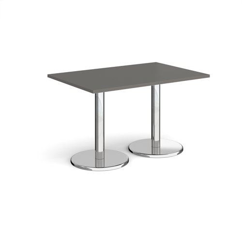 Pisa Rectangular Dining Table Round Base 1200x800mm Onyx Grey Top PDR1200-OG