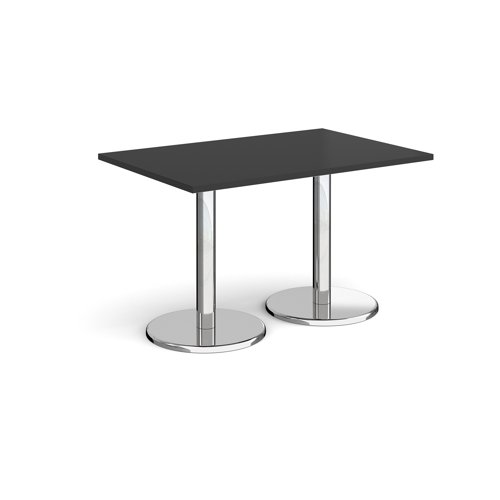 Pisa Rectangular Dining Table Round Base 1200x800mm Black Top PDR1200-BK