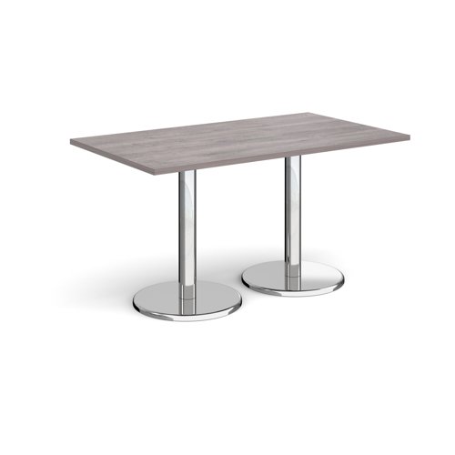 Pisa Rectangular Dining Table Round Base 1400x800mm Grey Oak Top PDR1400-GO