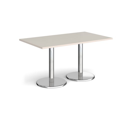 Pisa Rectangular Dining Table Round Base 1400x800mm Light Grey Top PDR1400-LG