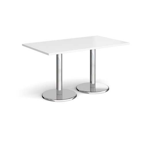Pisa Rectangular Dining Table Round Base 1400x800mm White Top PDR1400-WH