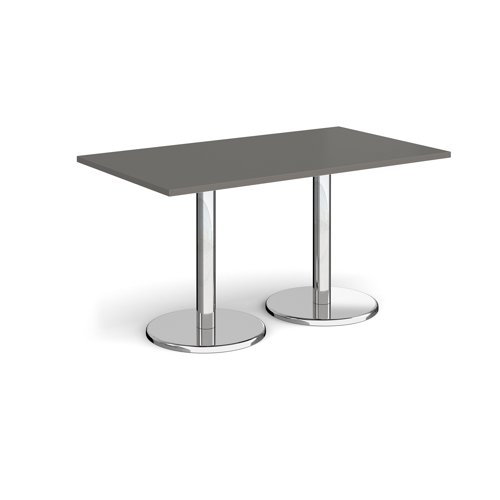Pisa Rectangular Dining Table Round Base 1400x800mm Onyx Grey Top PDR1400-OG