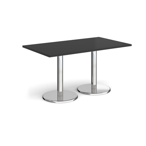 Pisa Rectangular Dining Table Round Base 1400x800mm Black Top PDR1400-BK