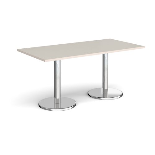 Pisa Rectangular Dining Table Round Base 1600x800mm Light Grey Top PDR1600-LG