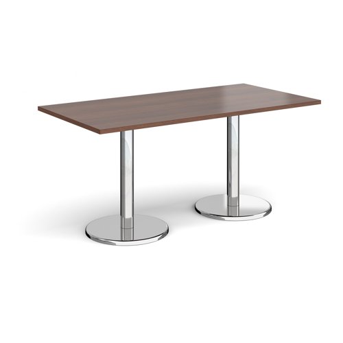 Pisa Rectangular Dining Table Round Base 1600x800mm Walnut Top PDR1600-W