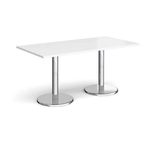 Pisa Rectangular Dining Table Round Base 1600x800mm White Top PDR1600-WH
