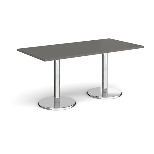 Pisa Rectangular Dining Table Round Base 1600x800mm Onyx Grey Top PDR1600-OG