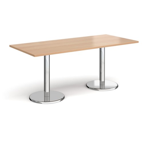 Pisa Rectangular Dining Table Round Base 1800x800mm Beech Top PDR1800-B