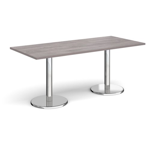 Pisa Rectangular Dining Table Round Base 1800x800mm Grey Oak Top PDR1800-GO