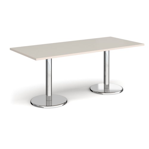 Pisa Rectangular Dining Table Round Base 1800x800mm Light Grey Top PDR1800-LG
