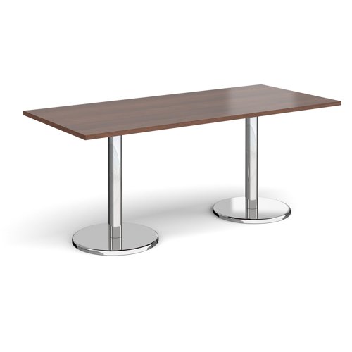 Pisa Rectangular Dining Table Round Base 1800x800mm Walnut Top PDR1800-W