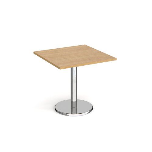Pisa Square Dining Table Round Base 800mm Oak Top PDS800-O