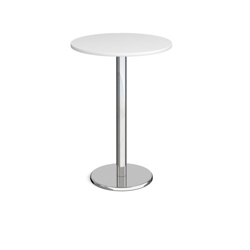 Pisa Circular Poseur Table Round Base 800mm White Top PPC800-WH