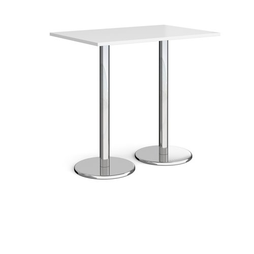 Pisa Rectangular Poseur Table Round Base 1200x800mm White Top PPR1200-WH