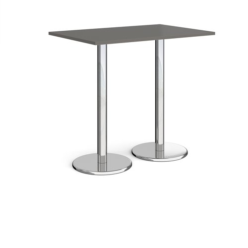 Pisa Rectangular Poseur Table Round Base 1200x800mm Onyx Grey Top PPR1200-OG