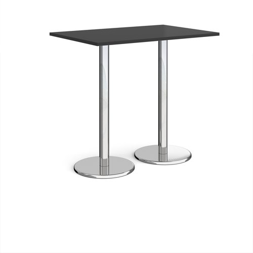 Pisa Rectangular Poseur Table Round Base 1200x800mm Black Top PPR1200-BK