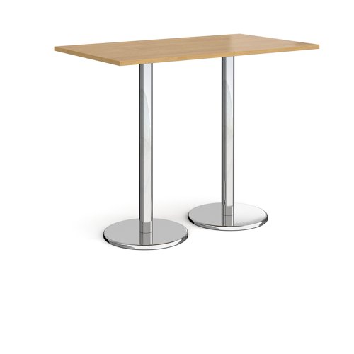 Pisa Rectangular Poseur Table Round Base 1400x800mm Oak Top PPR1400-O