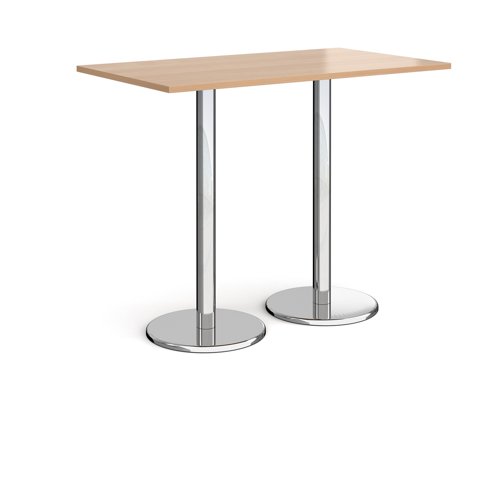 Pisa Rectangular Poseur Table Round Base 1400x800mm Beech Top PPR1400-B