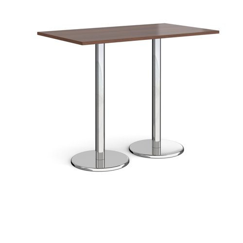 Pisa Rectangular Poseur Table Round Base 1400x800mm Walnut Top PPR1400-W
