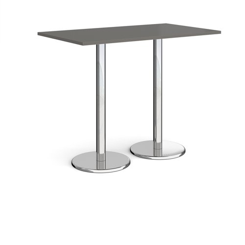 Pisa Rectangular Poseur Table Round Base 1400x800mm Onyx Grey Top PPR1400-OG