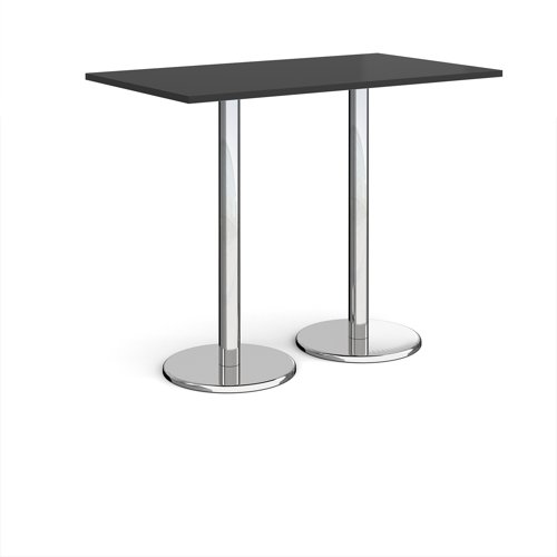 Pisa Rectangular Poseur Table Round Base 1400x800mm Black Top PPR1400-BK