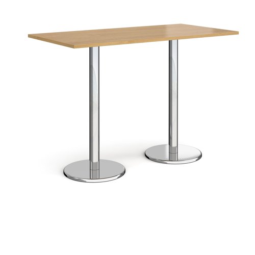 Pisa Rectangular Poseur Table Round Base 1600x800mm Oak Top PPR1600-O