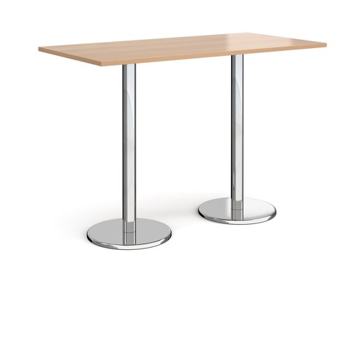 Pisa Rectangular Poseur Table Round Base 1600x800mm Beech Top PPR1600-B