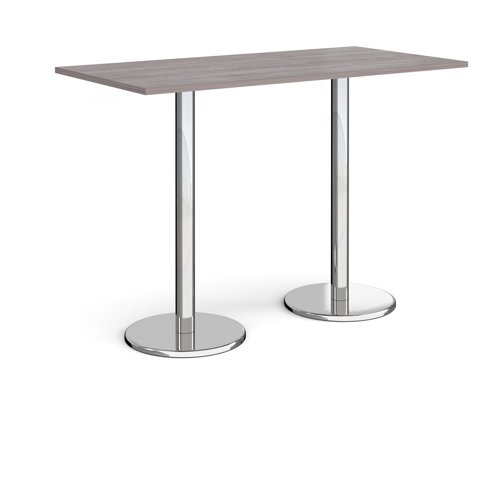 Pisa Rectangular Poseur Table Round Base 1600x800mm Grey Oak Top PPR1600-GO