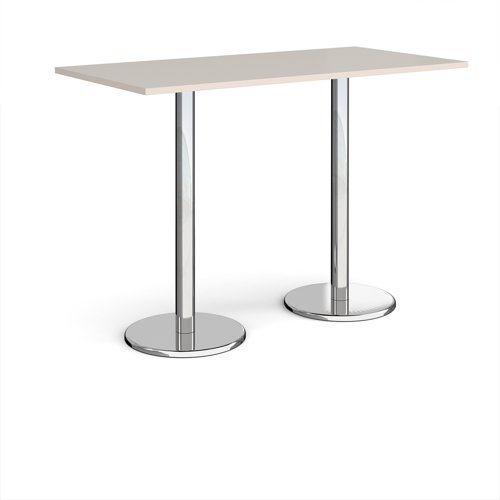 Pisa Rectangular Poseur Table Round Base 1600x800mm Light Grey Top PPR1600-LG