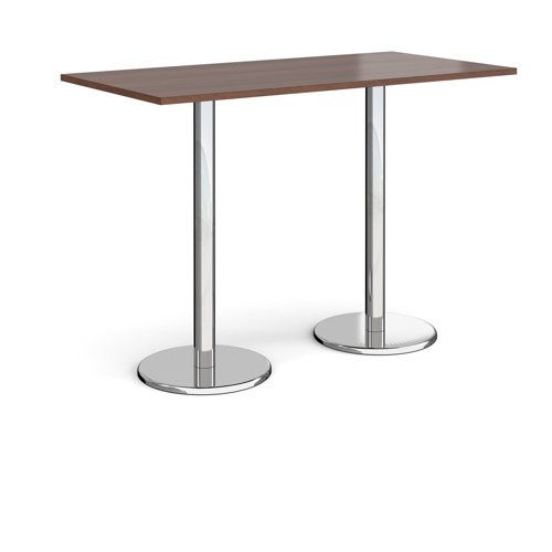 Pisa Rectangular Poseur Table Round Base 1600x800mm Walnut Top PPR1600-W